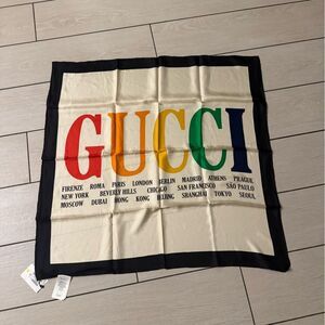 Gucci Rainbow Logo Silk Scarf • Brand New w/ Box 90x90